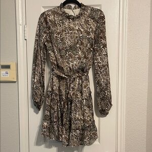 She and Sky Animal Print Long Sleeve Dress